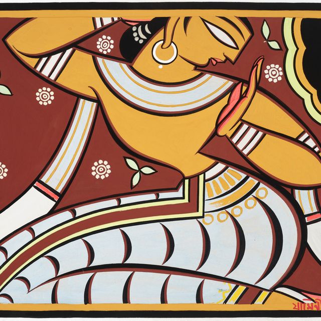 Jamini Roy — Без названия (Сидящая Гопини)