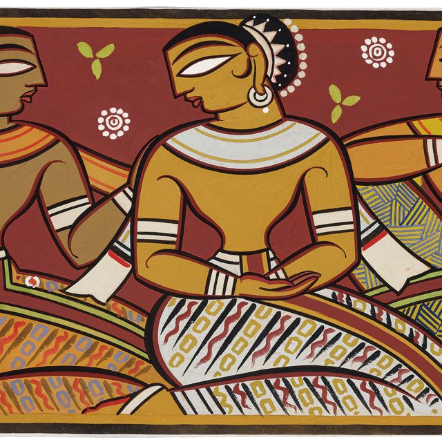 Jamini Roy — Без названия (Три сидящие женщины)