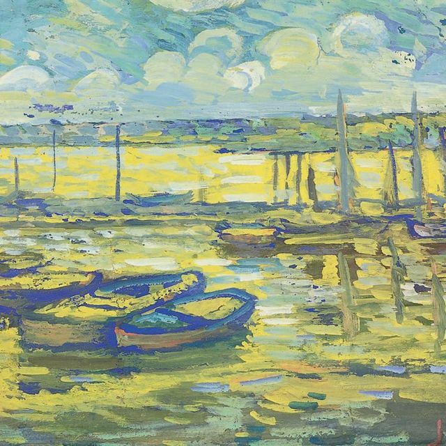 Jamini Roy — Без названия (Закат над рекой Хугли)
