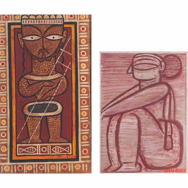 Jamini Roy — Без названия (Христос); Без названия (Сидящая дама)