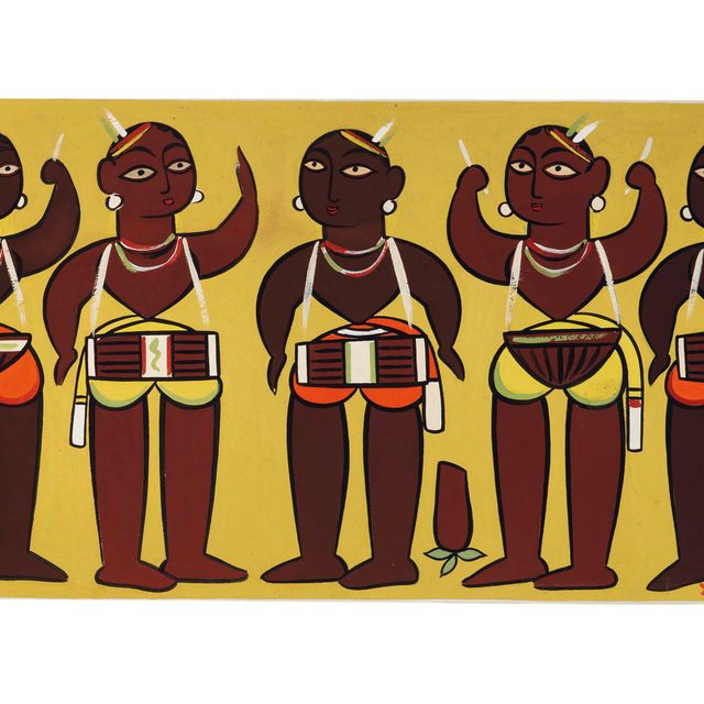 Jamini Roy — Без названия (Барабанщики)