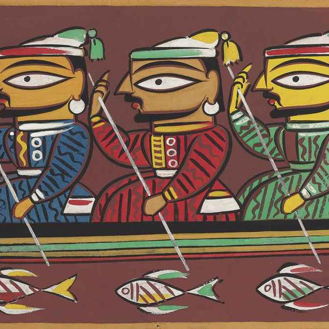 Jamini Roy — Без названия (Три лодочника)