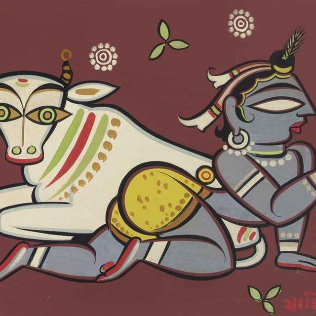 Jamini Roy — Без названия (Кришна с масляным шариком)
