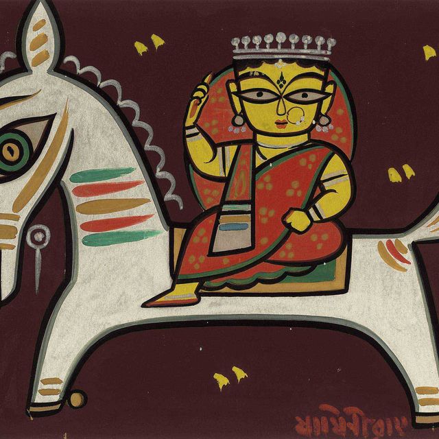 Jamini Roy — Без названия (Женщина верхом на лошади)