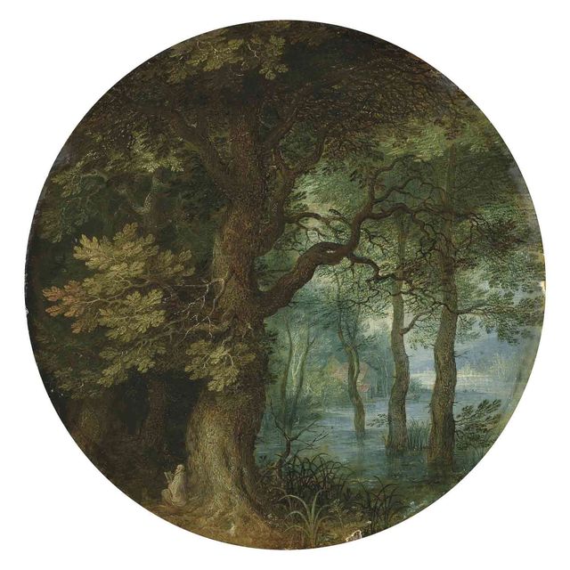 Jan I Brueghel — Лесистый пейзаж с монахом-отшельником