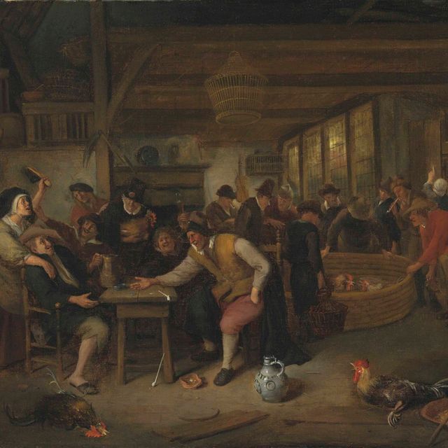Jan Steen — Петушиные бои в таверне