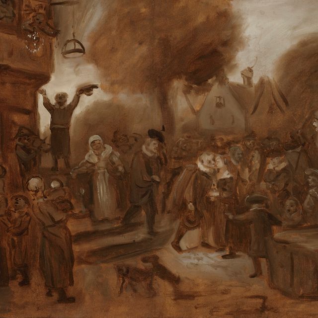 Jan Steen — Деревенская свадьба - набросок маслом
