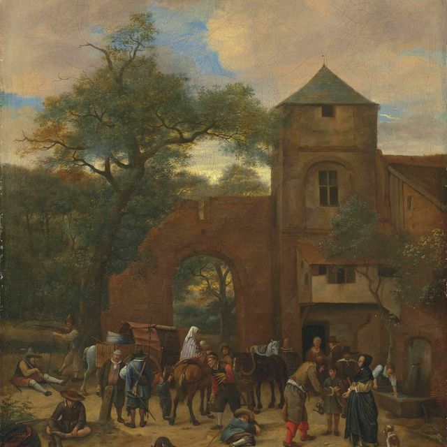 Jan Steen — Путешественники останавливаются у гостиницы
