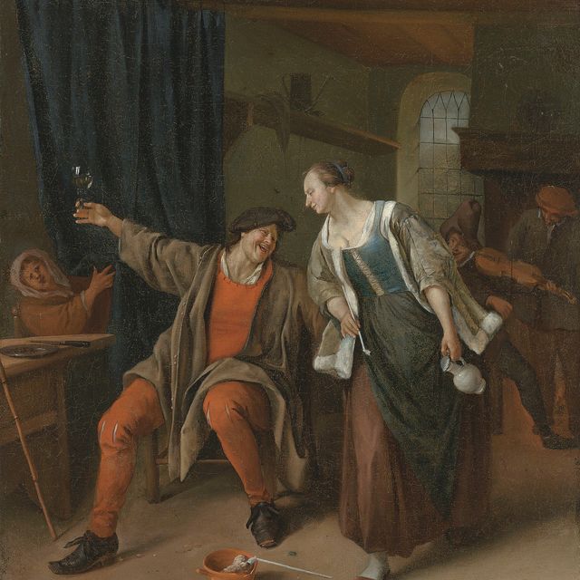 Jan Steen — Крестьянская пара кутит на постоялом дворе