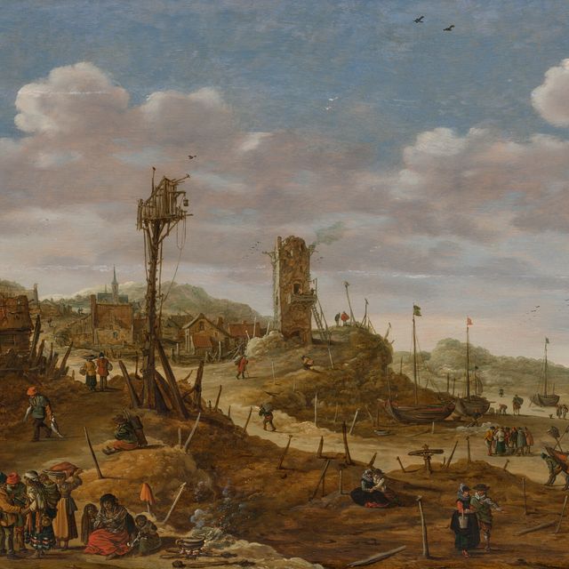Jan van Goyen — Прибрежная сцена с лодками, вытащенными на берег у деревни