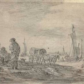 Jan van Goyen — Рыбаки на пляже, за ними видны парусные лодки.