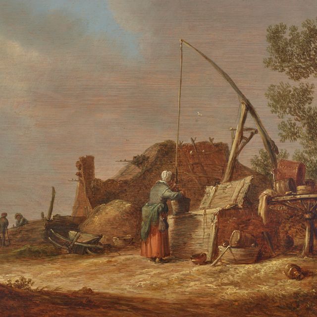 Jan van Goyen — Пейзаж с женщиной у колодца