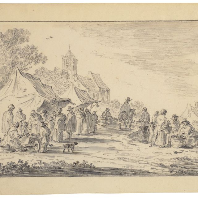 Jan van Goyen — Рынок с церковью и домом за ним