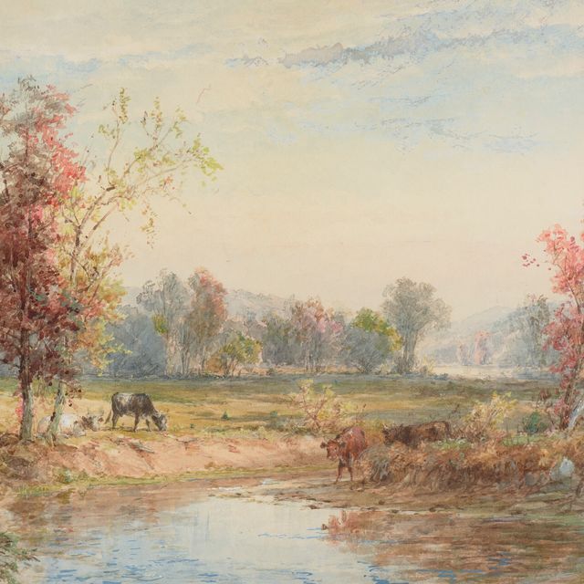 Jasper Francis Cropsey — Крупный рогатый скот в речном пейзаже