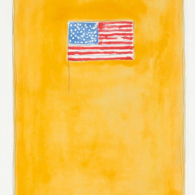 Jasper Johns — Флаг на оранжевом фоне