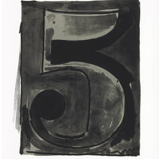 Jasper Johns — Рисунок 5, из серии черных цифр (ULAE 49)