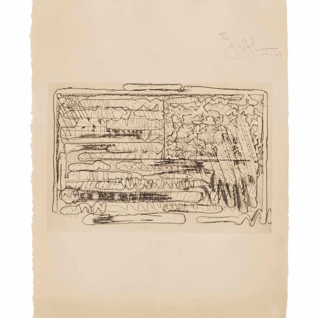 Jasper Johns — 1-я гравюра, 2-е состояние: одна пластина [Флаг] (см. ULAE 58)