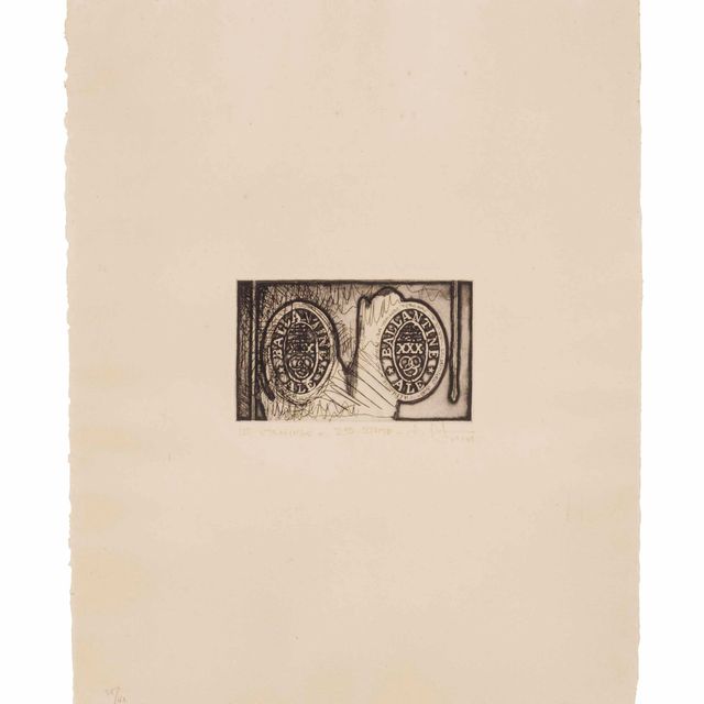 Jasper Johns — 1-я гравюра, 2-е состояние: одна тарелка [банки из-под эля] (см. ULAE 58)