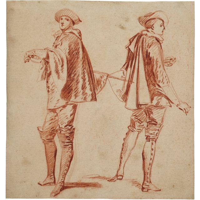 Jean Antoine Watteau — Два этюда актера в костюме Криспина