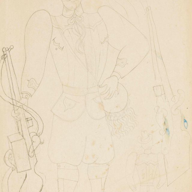 Jean Cocteau — Проект костюма для танца Мари Эйфелевой башни "Охотник" Жана Кокто