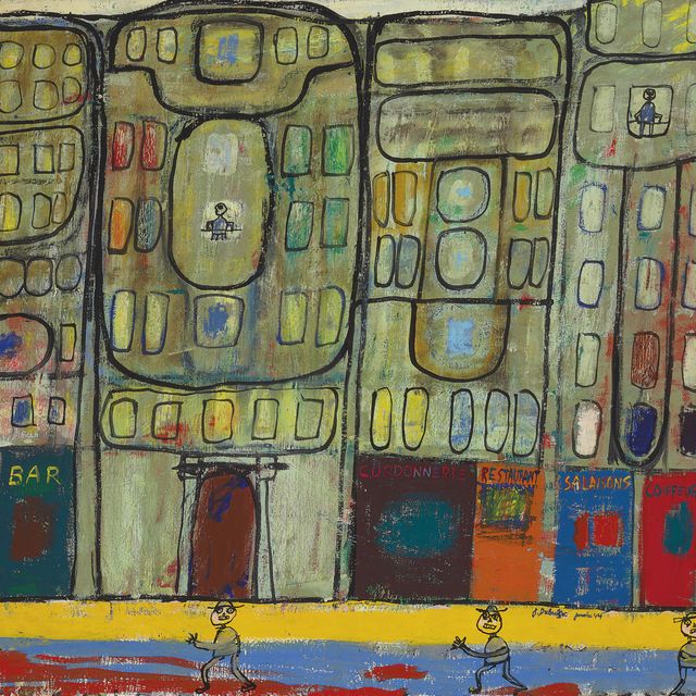 Jean Dubuffet — Улица Вю-де-Пари, жилые кварталы (Улица Вю-де-Пари: множество бутиков)