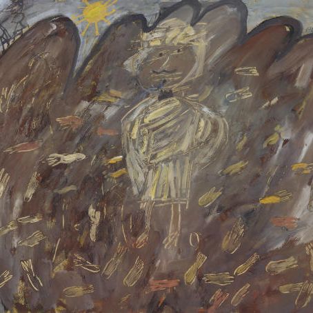 Jean Dubuffet — Бедуэн танцует в дюнах, следы на песке