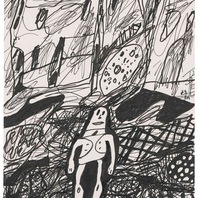 Jean Dubuffet — Изображение одного персонажа (Пейзаж с одним персонажем)