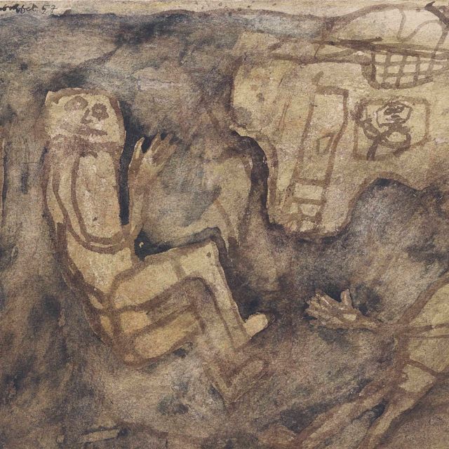 Jean Dubuffet — Четыре персонажа не выходят за окно (Четыре персонажа, один из которых стоит у окна)