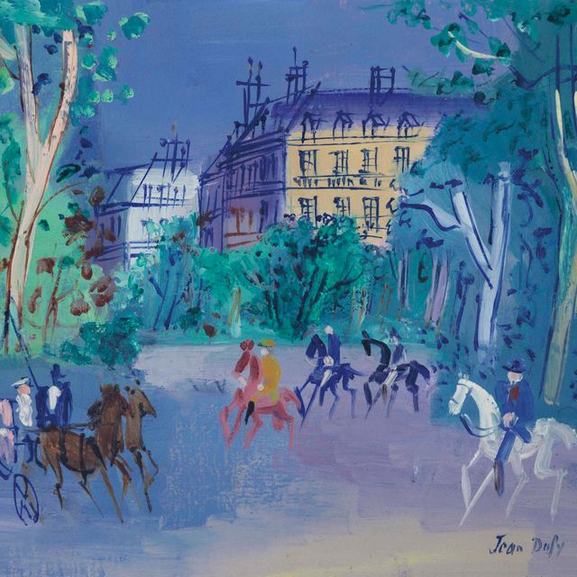 Jean Dufy — Прогулка и кавалеры по Булонскому лесу