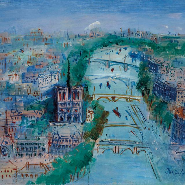 Jean Dufy — Набережная Сены над Собором Парижской Богоматери