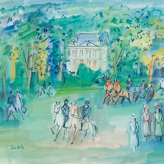 Jean Dufy — Прогулка и кавалеры в Булонском лесу