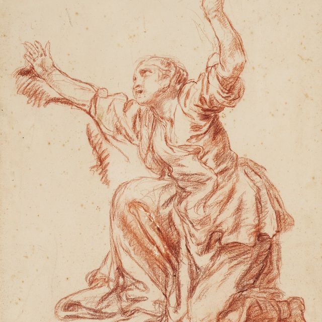 Jean-Baptiste Greuze — Стоящая на коленях женщина с поднятыми руками