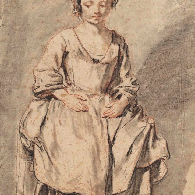 Jean-Baptiste Greuze — Молодая девушка сидит в кресле
