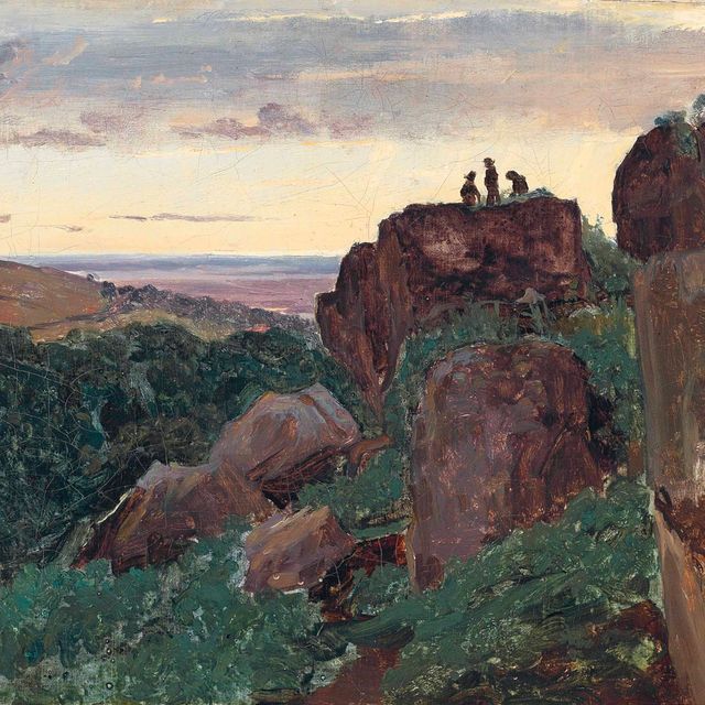 Jean-Baptiste-Camille Corot — Марино, Италия - три человека в компании рошеров