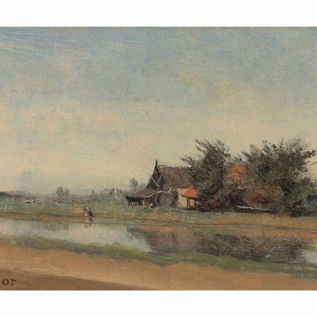 Jean-Baptiste-Camille Corot — Перед вокзалом. Дома и виноградники, Амстердам