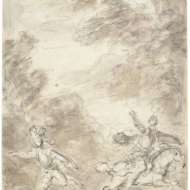 Jean-Honoré Fragonard — Ринальдо и Феррау расстаются на развилке дорог (Орландо Фуриозо , I, 22-23)