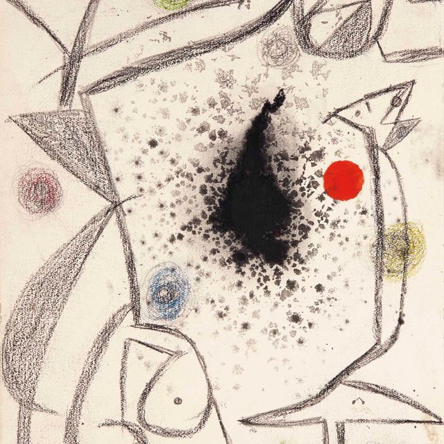 Joan Miró — Пара влюбленных на темной улице
