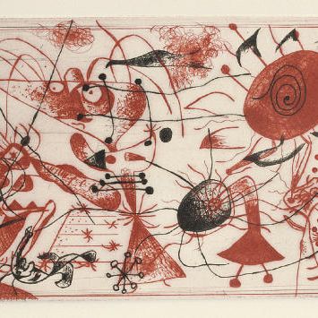 Joan Miró — Черный и красный цвет : Одна тарелка (D. 38)