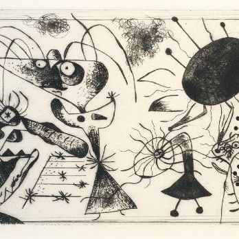 Joan Miró — Черный и красный цвет : Одна тарелка (D. 33)