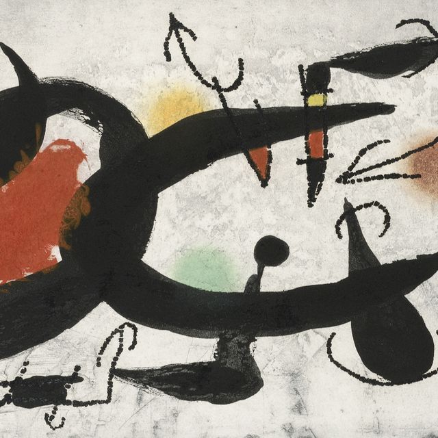 Joan Miró — Одна тарелка из каталога выставки Miró, L'Oiseau Solaire, L'Oiseau Lunaire, Étincelles (д. 447; ср. C. books 117)