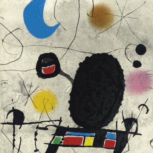 Joan Miró — Солнечный свет, лунный свет, этинцелль : Одна тарелка (D. 448; см. C. books 117)