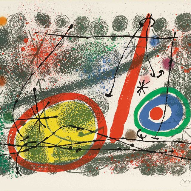 Joan Miró — Две тарелки из картонных коробок (Mourlot 452 и 453; ср. Cramer books 103)