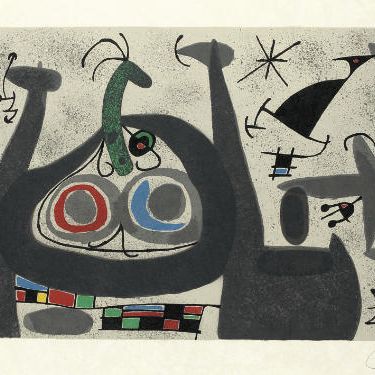 Joan Miró — Одна тарелка из коллекции Ле Лазара с золотыми перьями (М. 818; ср. С. Books 148)