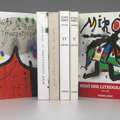 Joan Miró — Литографии Жоана Миро [Vols. I-VI], Нью-Йорк и Париж, издательство "Тюдор" и главный редактор, 1970-1992 (М. 854-67, 1063-49, 1112-19, 1255-62; С. книги 160, 198, 230, 249)