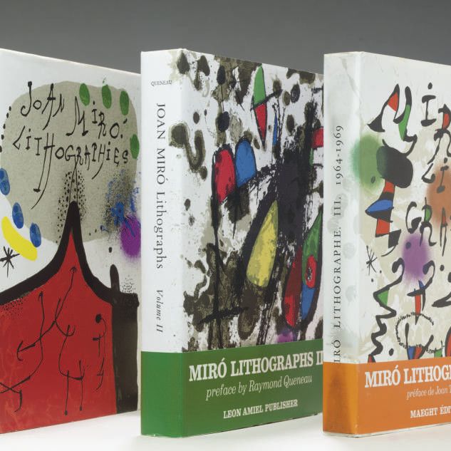 Joan Miró — Литография Жоана Миро [Vols. I-III], главный редактор, A.C. Мазо и Cie. и Леона Амиэля, Париж и Нью-Йорк, 1972-76 (М. 854-867, 1036-1049, 1112-1119; С. книги 160, 198 и 230).
