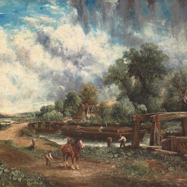 John Constable — Вид на улицу близ Дедхэма с Флэтфордским шлюзом и Старым мостом