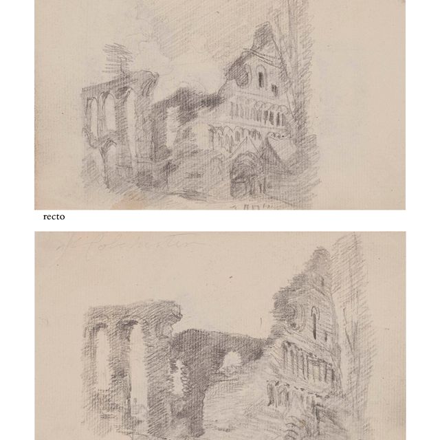 John Constable — Руины монастыря Святого Ботольфа в Колчестере (справа и слева )
