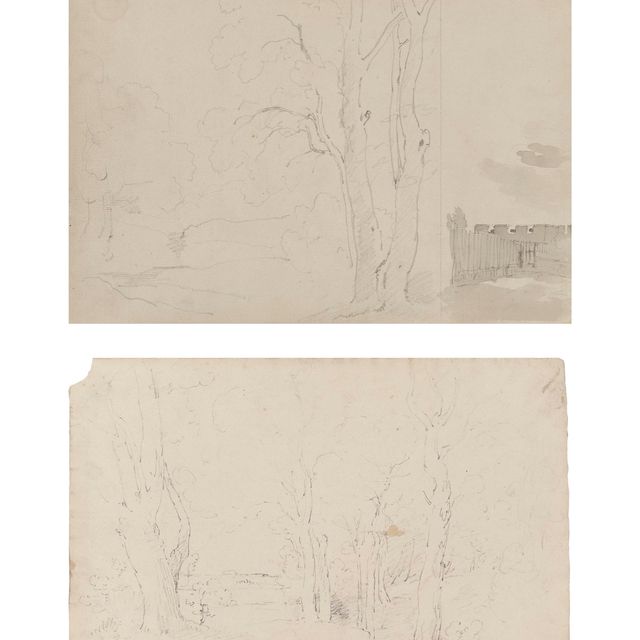 John Constable — Исследование дерева с дополнительным архитектурным исследованием; и пейзаж с деревьями