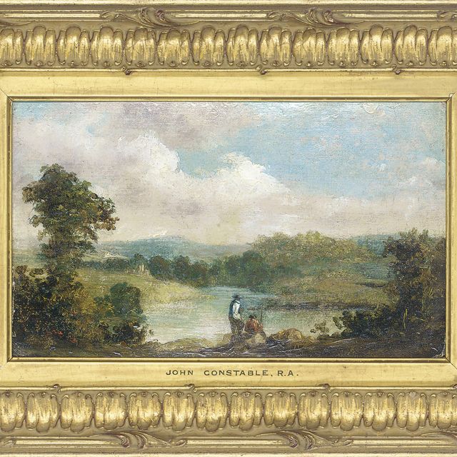 John Constable — Обширный речной пейзаж с рыболовами на берегу