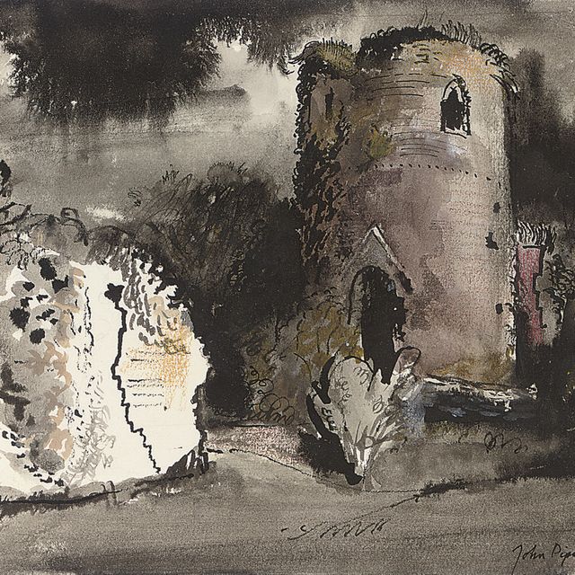 John Piper — Разрушенная башня ( справа ); Церковь в лунном свете ( сзади )
